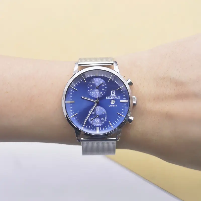 Men's Mechanical Quartz Watch with Stainless Steel Band