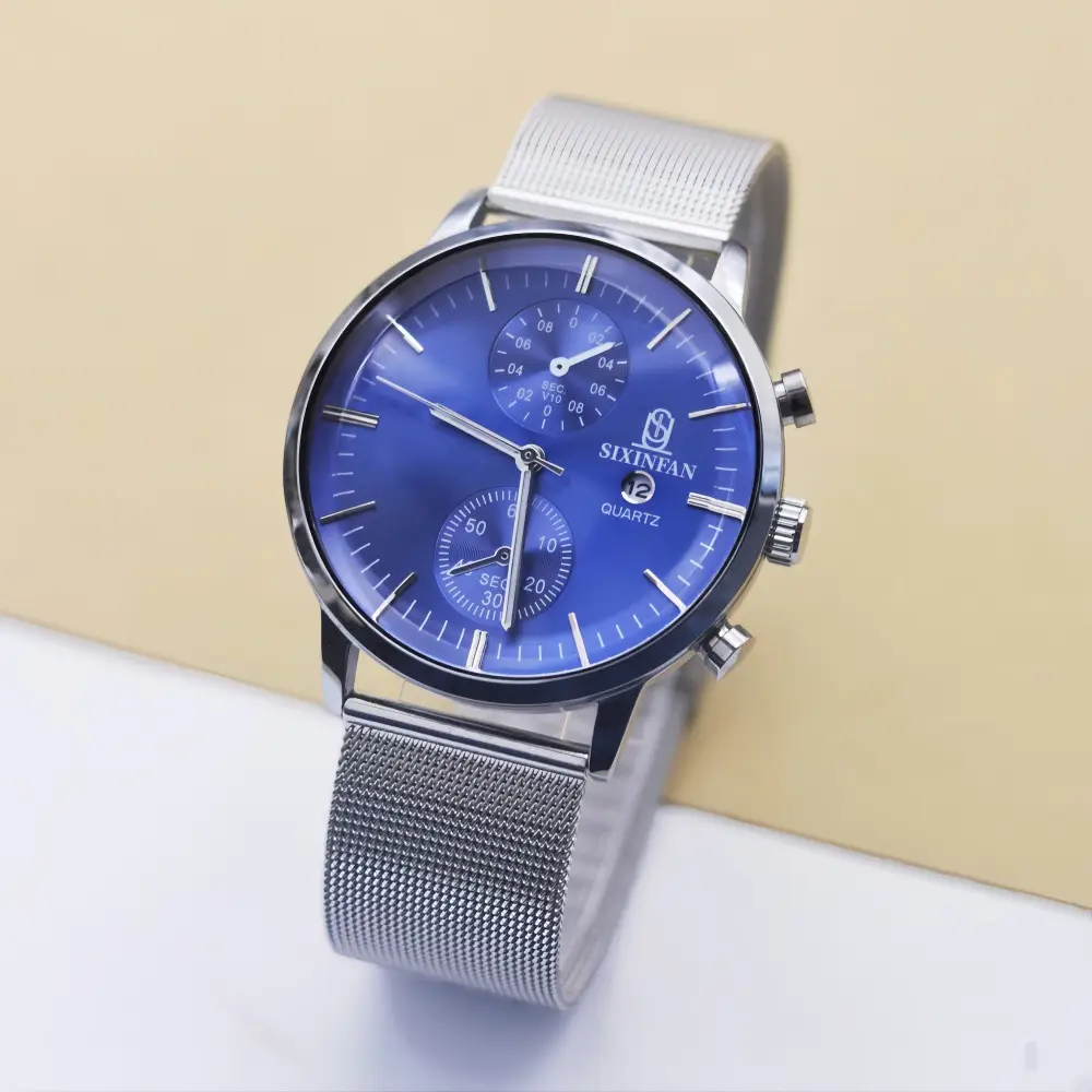 Men's Mechanical Quartz Watch with Stainless Steel Band