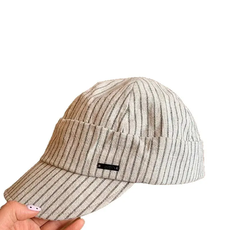 Japanese Striped Duckbill Cap for Women Summer Wide Brim - Image 8