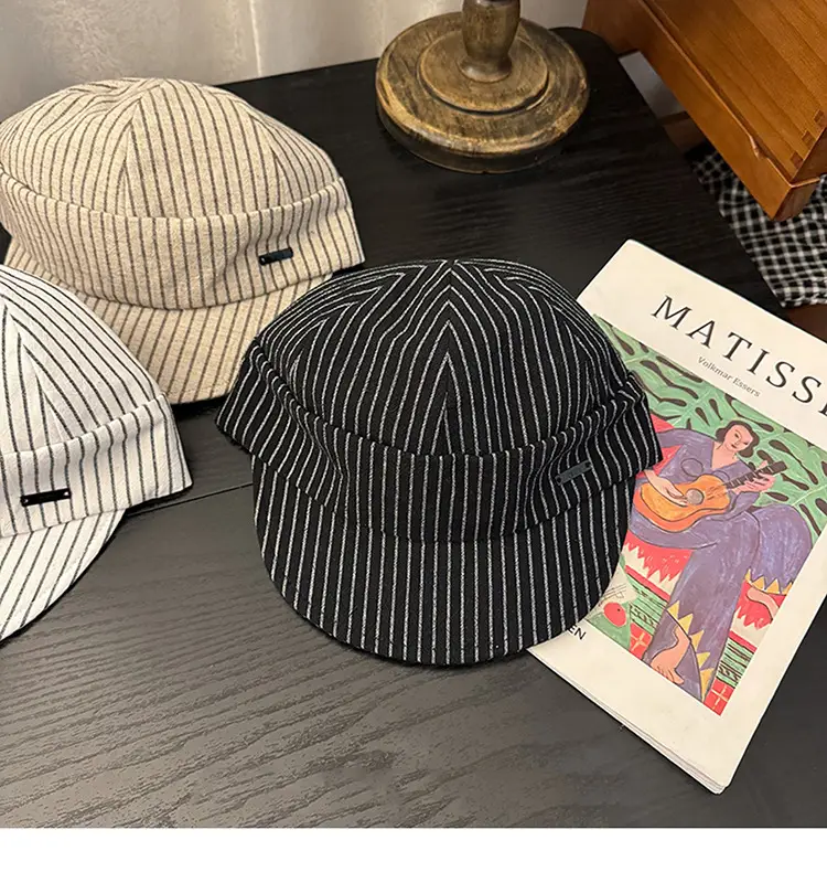 Japanese Striped Duckbill Cap for Women Summer Wide Brim — feature 14
