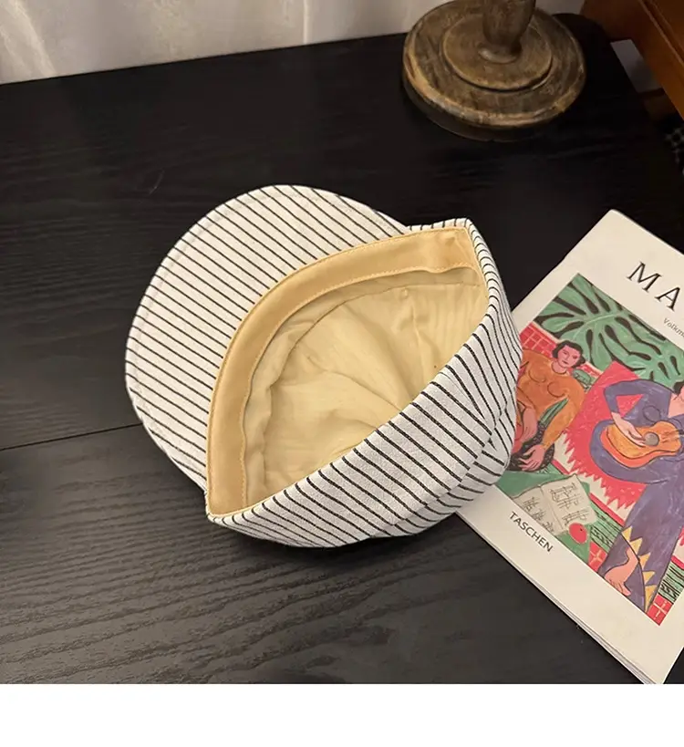 Japanese Striped Duckbill Cap for Women Summer Wide Brim — feature 15