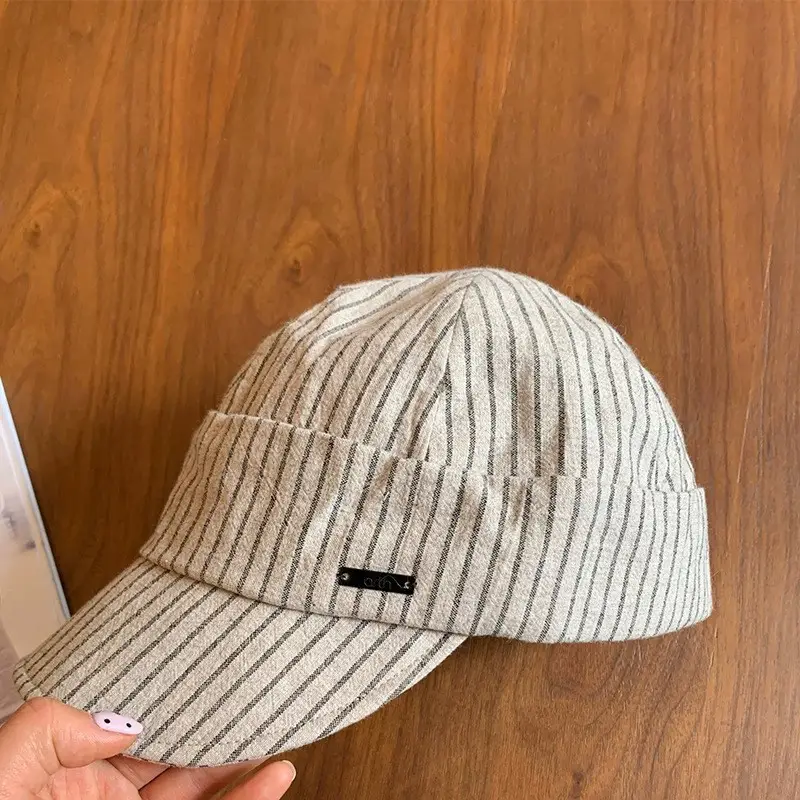 Japanese Striped Duckbill Cap for Women Summer Wide Brim - Image 2