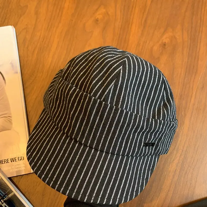 Japanese Striped Duckbill Cap for Women Summer Wide Brim - Image 3