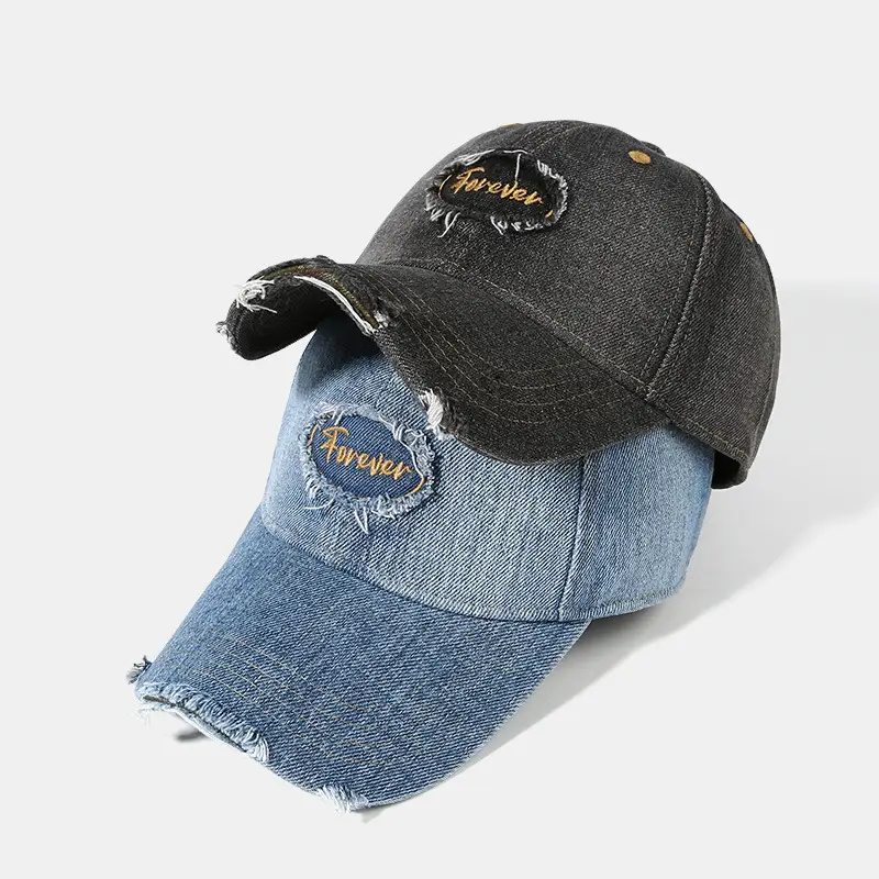 Retro Denim Baseball Cap with Embroidered Patch - Image 6