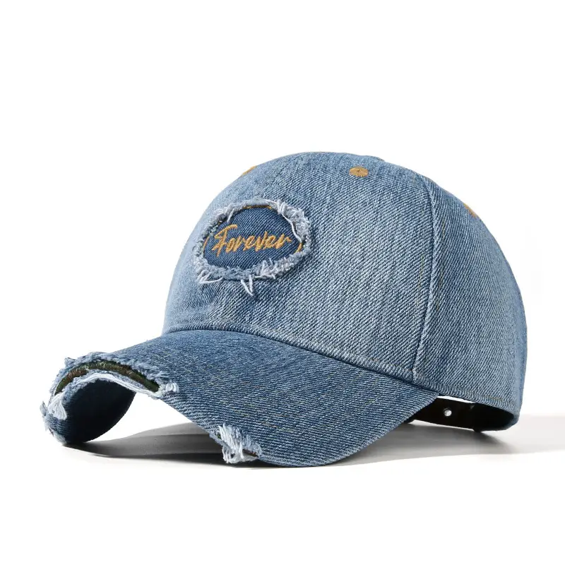 Retro Denim Baseball Cap with Embroidered Patch - Image 2