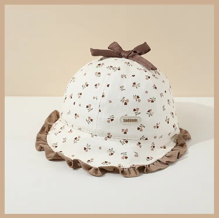 Retro Bow Baby Hat Pink Peaked Cap Small Month Old — feature 14