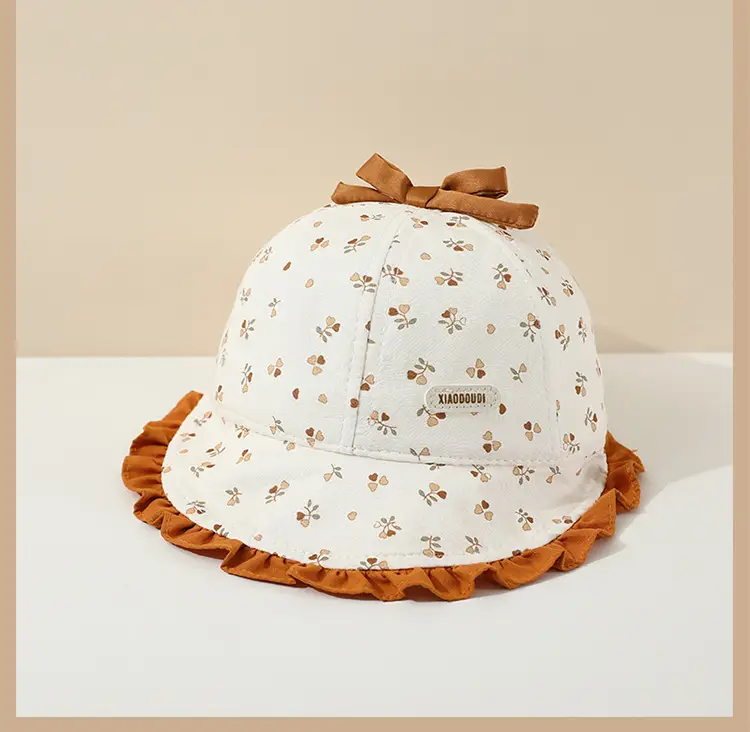 Retro Bow Baby Hat Pink Peaked Cap Small Month Old — feature 16
