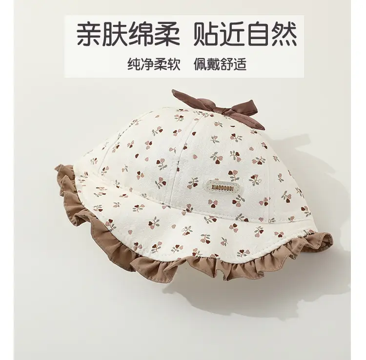 Retro Bow Baby Hat Pink Peaked Cap Small Month Old — feature 2