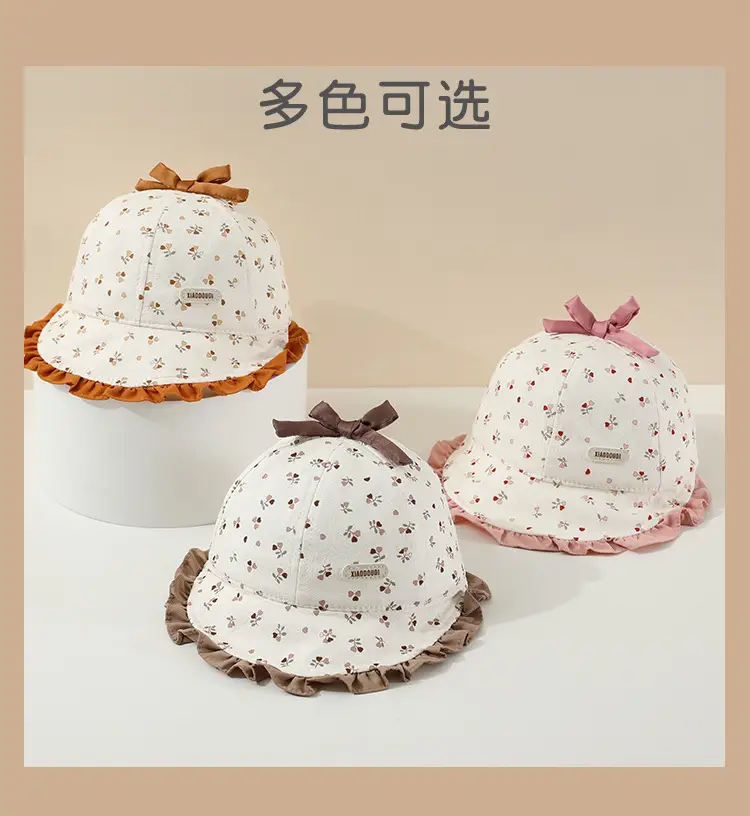Retro Bow Baby Hat Pink Peaked Cap Small Month Old — feature 5
