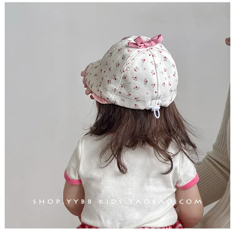 Retro Bow Baby Hat Pink Peaked Cap Small Month Old — feature 7