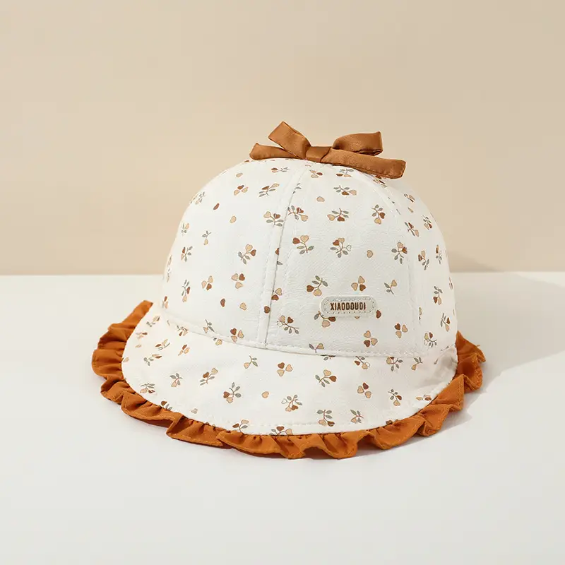 Retro Bow Baby Hat Pink Peaked Cap Small Month Old - Image 2