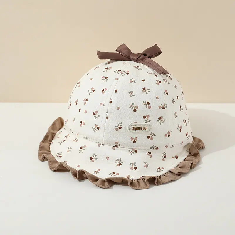 Retro Bow Baby Hat Pink Peaked Cap Small Month Old - Image 3