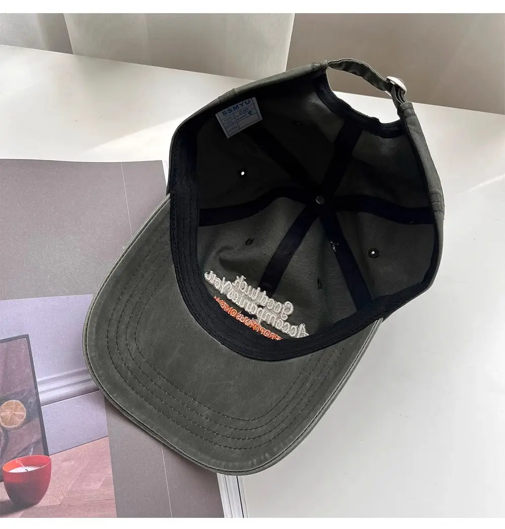 Women Washed Letter Embroidery Cap Navy 2025 — feature 15