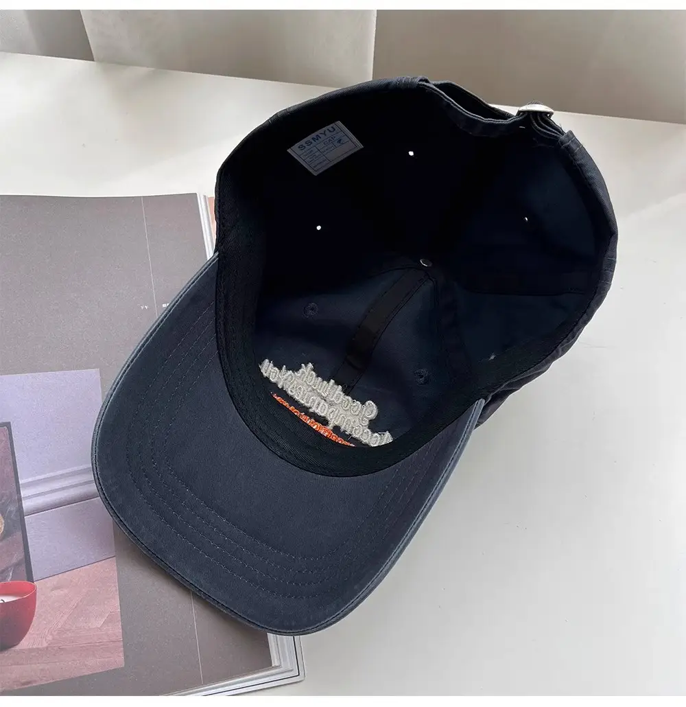 Women Washed Letter Embroidery Cap Navy 2025 — feature 18