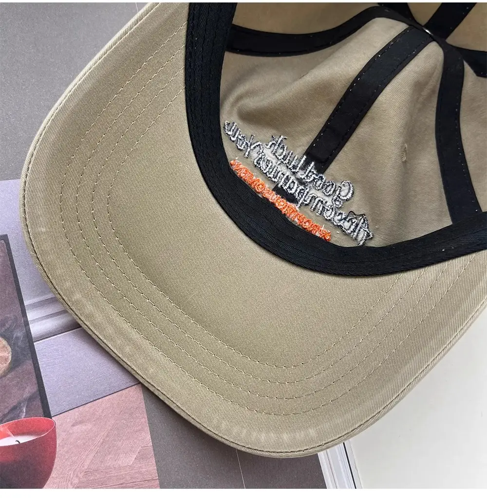 Women Washed Letter Embroidery Cap Navy 2025 — feature 8
