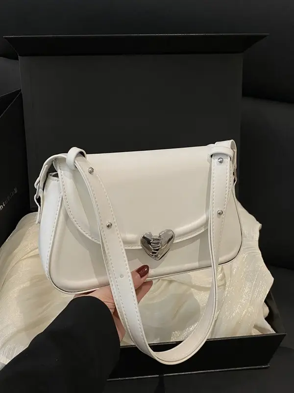 New Women's Beige Magnetic Buckle Shoulder Bag - Image 7