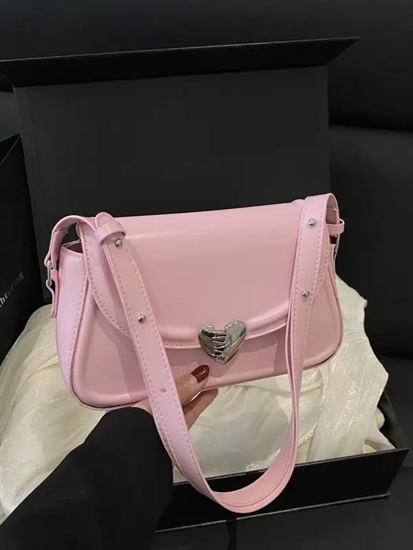 New Women's Beige Magnetic Buckle Shoulder Bag - Image 8