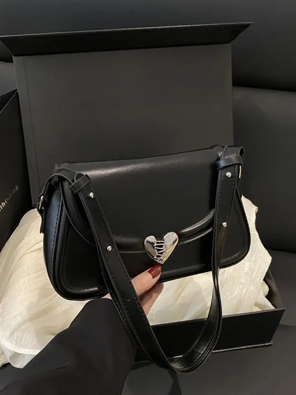 New Women's Beige Magnetic Buckle Shoulder Bag - Image 9