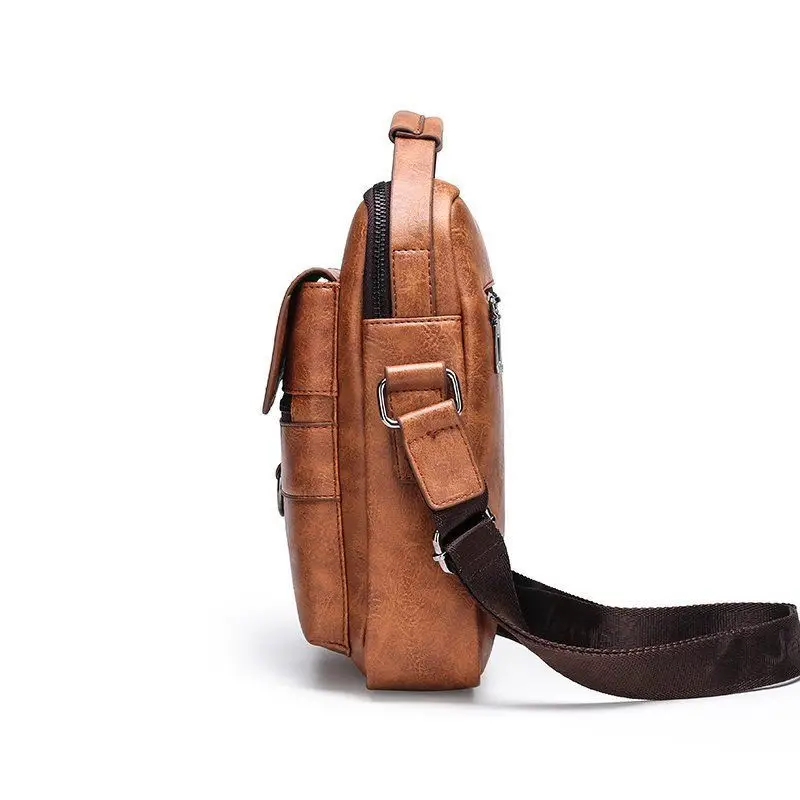 Men's Leather Crossbody Bag Brown Jeep Style Casual Business - Image 8