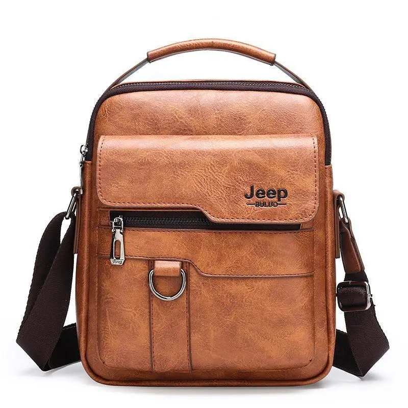 Men's Leather Crossbody Bag Brown Jeep Style Casual Business - Image 3