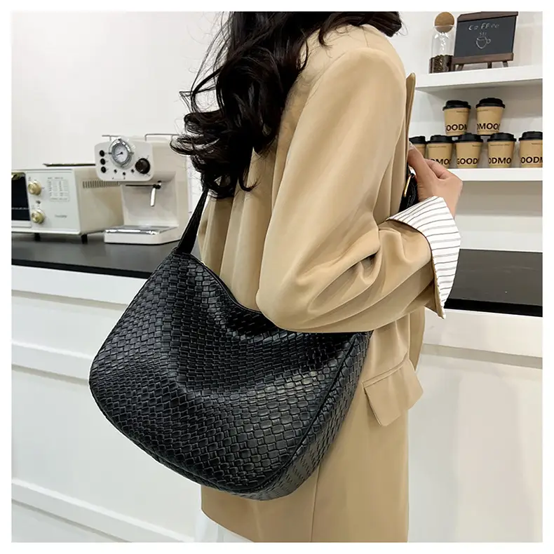 Black Croc-Textured Crossbody Bag for Women — feature 12