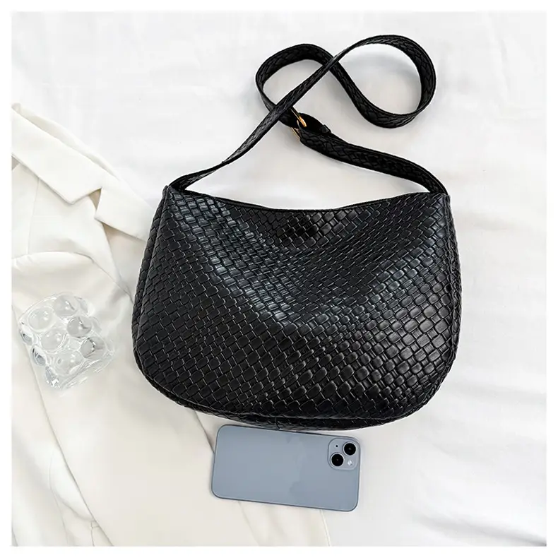 Black Croc-Textured Crossbody Bag for Women — feature 20