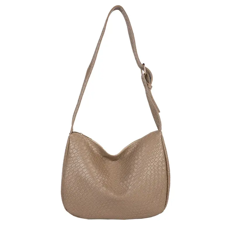 Black Croc-Textured Crossbody Bag for Women - Image 2