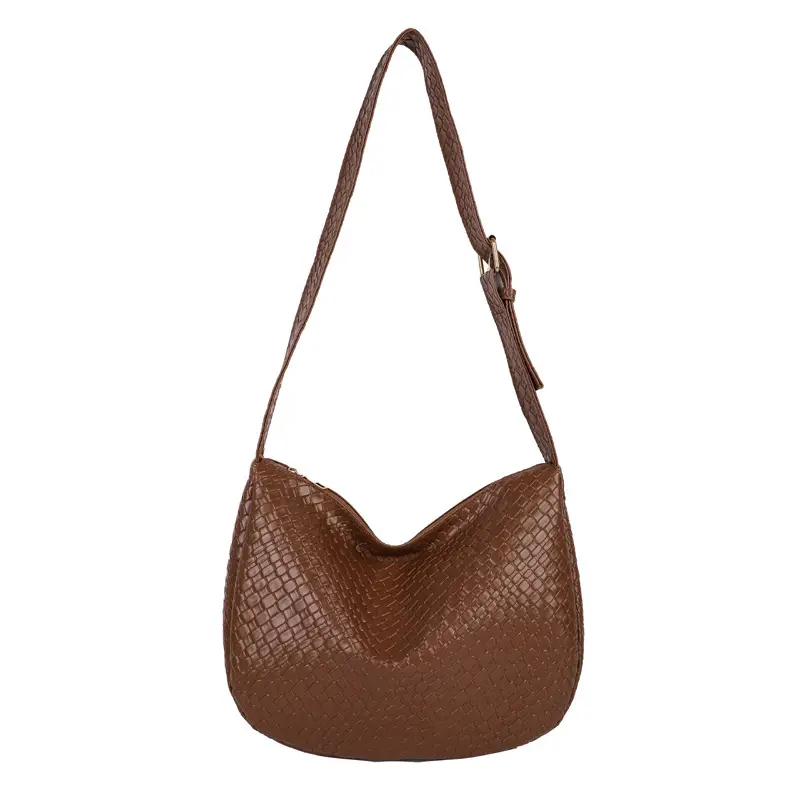 Black Croc-Textured Crossbody Bag for Women - Image 3
