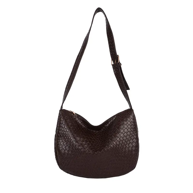 Black Croc-Textured Crossbody Bag for Women - Image 4