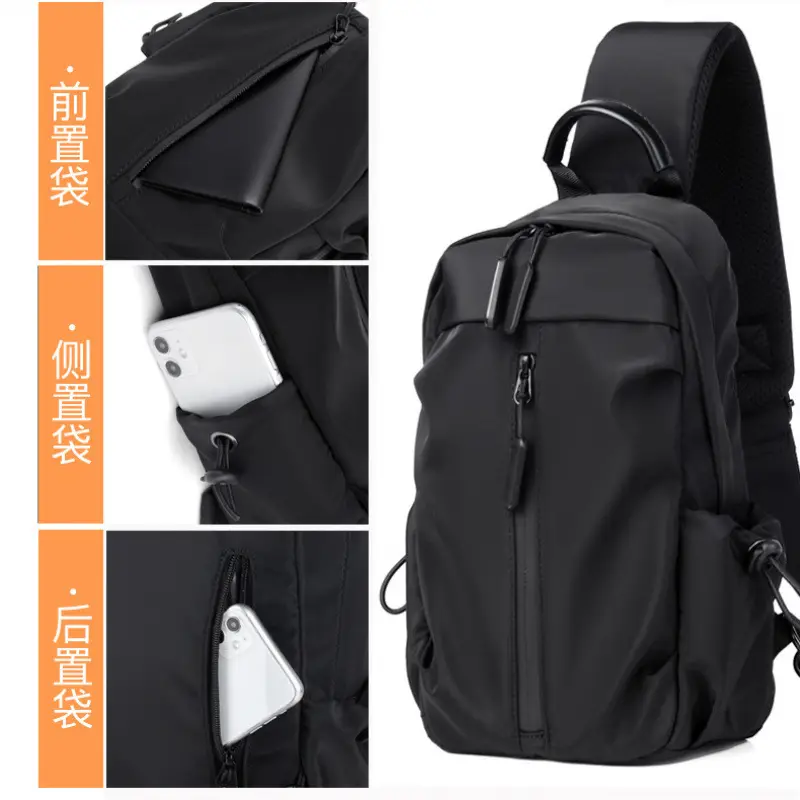 Men's Black Waterproof Crossbody Backpack with 3 Colors - Image 8