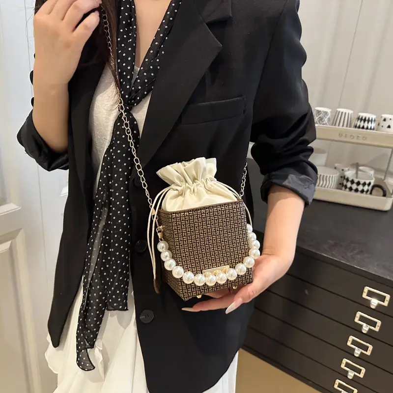 Luxury French Pearl Chain Satchel Bag for Women