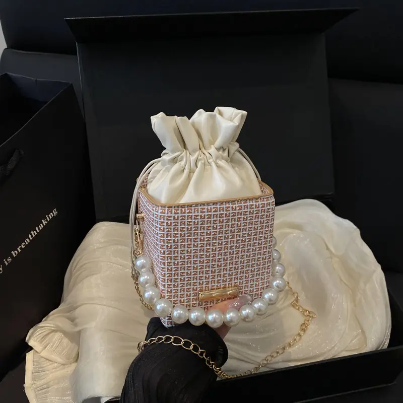 Luxury French Pearl Chain Satchel Bag for Women
