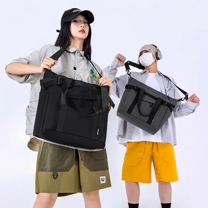Japanese Style College Student Crossbody Bag Large Capacity Solid Color Tote Bag Commuter Bag - Image 6