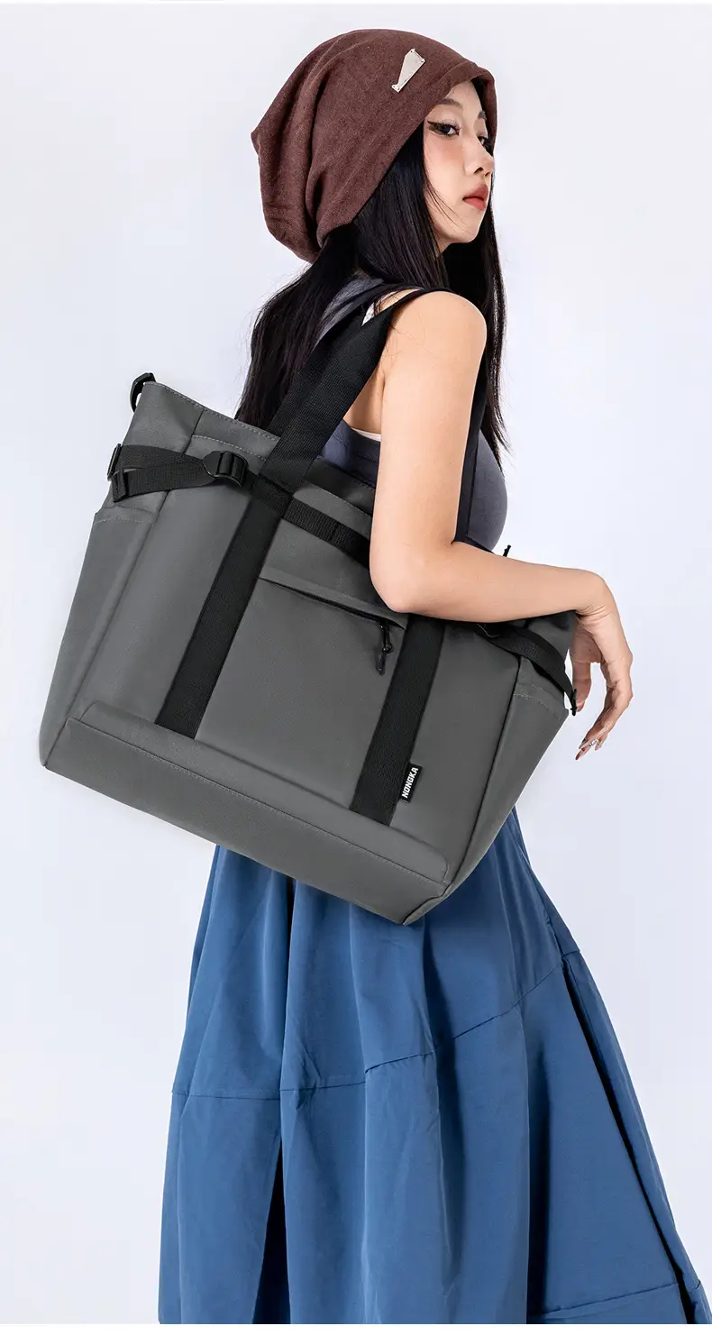 Japanese Style College Student Crossbody Bag Large Capacity Solid Color Tote Bag Commuter Bag — feature 15