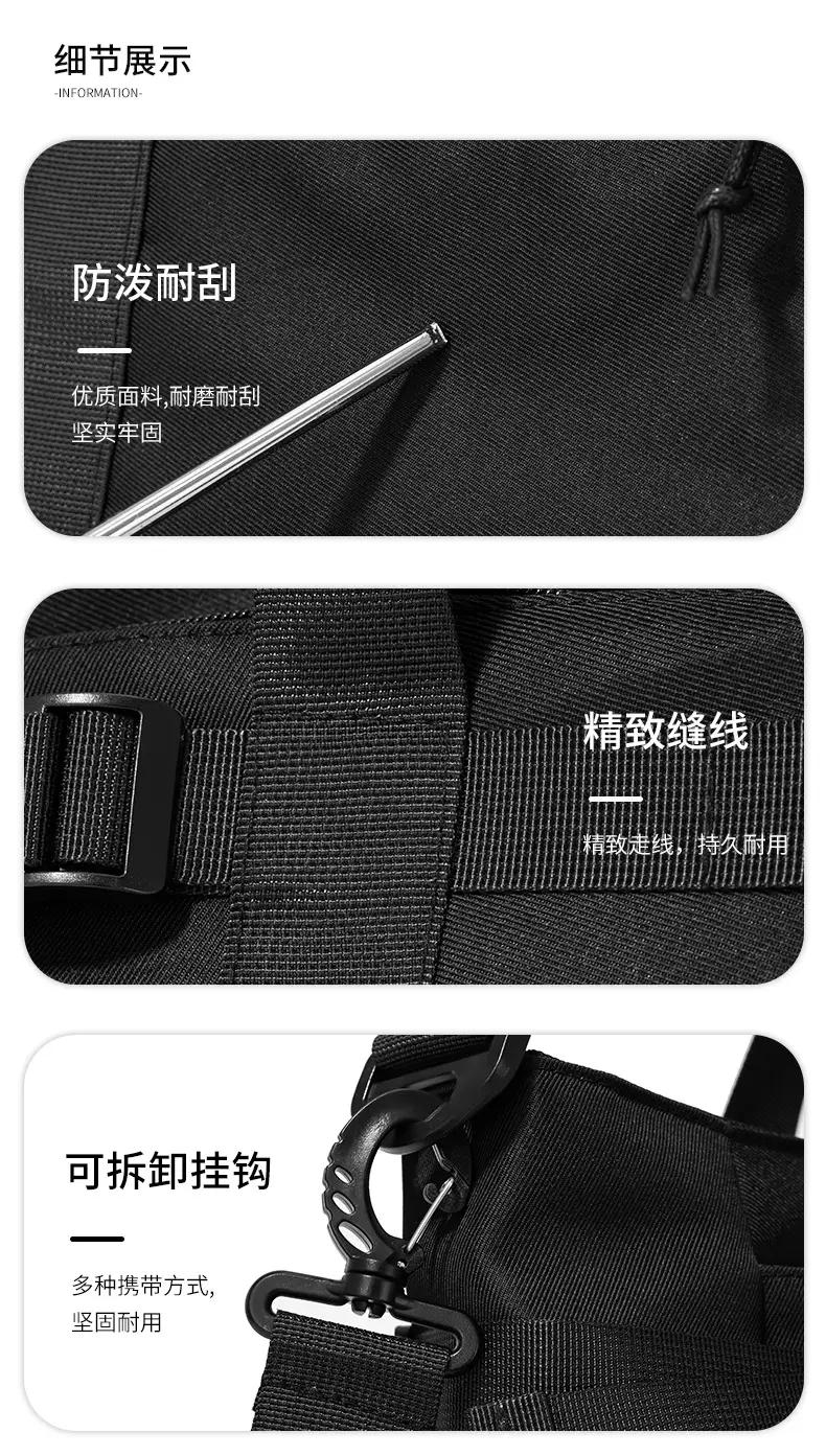 Japanese Style College Student Crossbody Bag Large Capacity Solid Color Tote Bag Commuter Bag — feature 21
