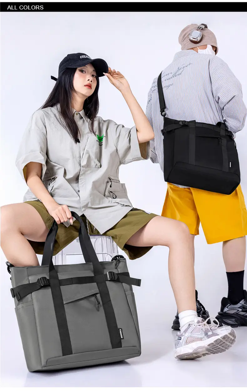 Japanese Style College Student Crossbody Bag Large Capacity Solid Color Tote Bag Commuter Bag — feature 22