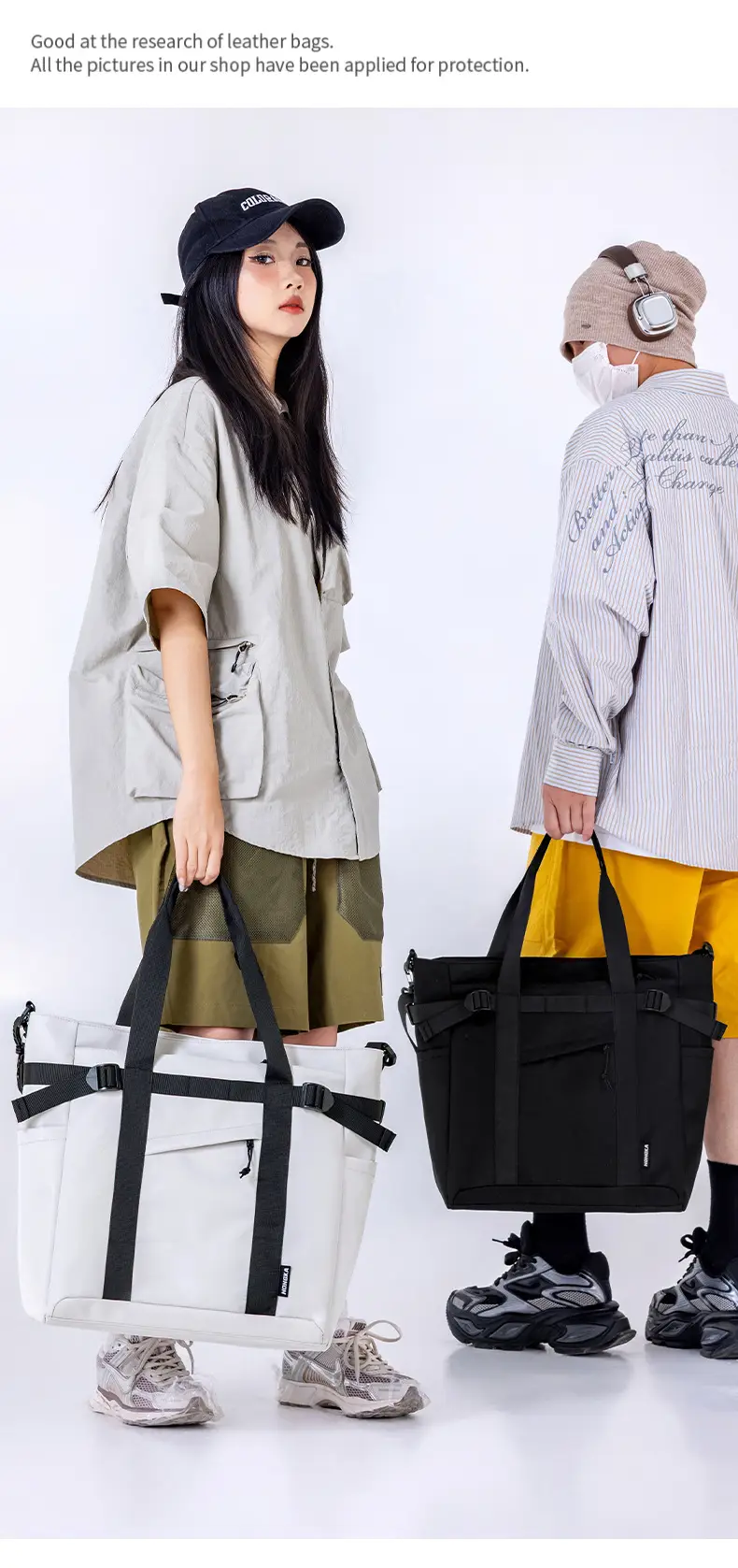 Japanese Style College Student Crossbody Bag Large Capacity Solid Color Tote Bag Commuter Bag — feature 24