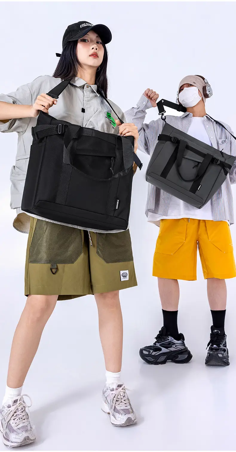 Japanese Style College Student Crossbody Bag Large Capacity Solid Color Tote Bag Commuter Bag — feature 7