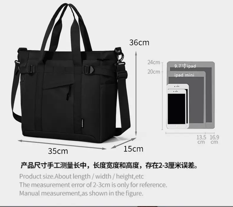 Japanese Style College Student Crossbody Bag Large Capacity Solid Color Tote Bag Commuter Bag — feature 9