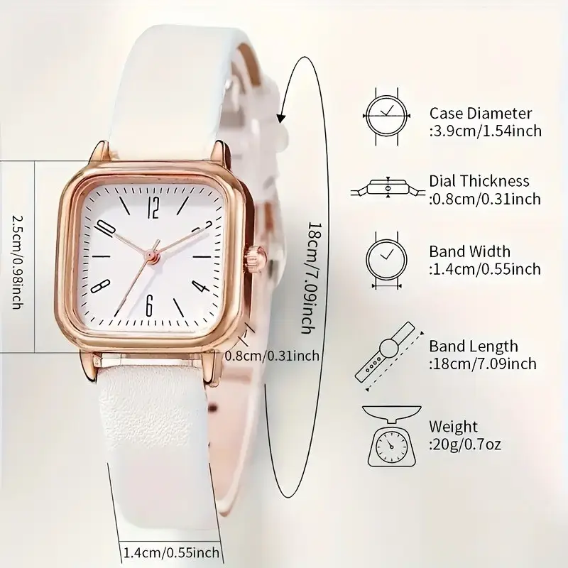 Retro Women's Green Leather Quartz Watch Small Square Rose Gold — feature 6