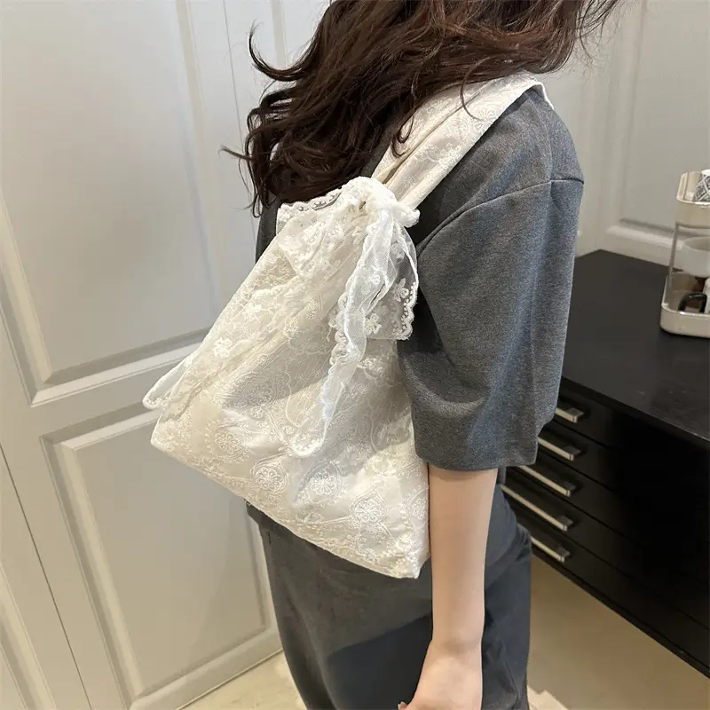 White Lace Shoulder Bag for Women Summer Use - Image 3