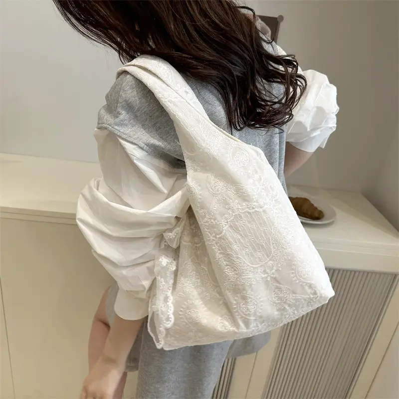 White Lace Shoulder Bag for Women Summer Use - Image 5