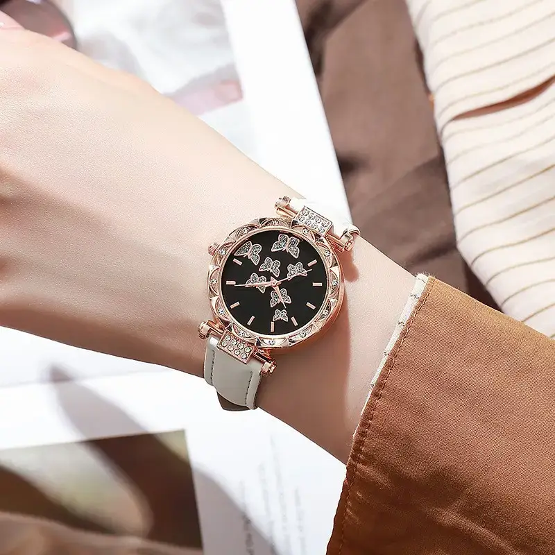 Women Butterfly Watch Red Strap Quartz Watch — feature 5