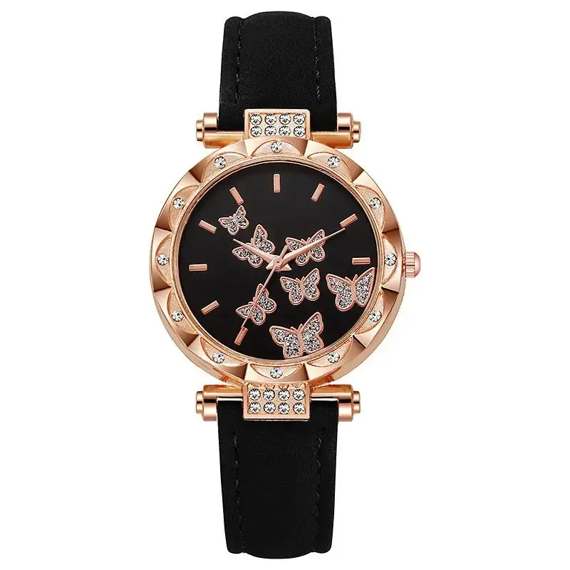 Women Butterfly Watch Red Strap Quartz Watch — feature 7