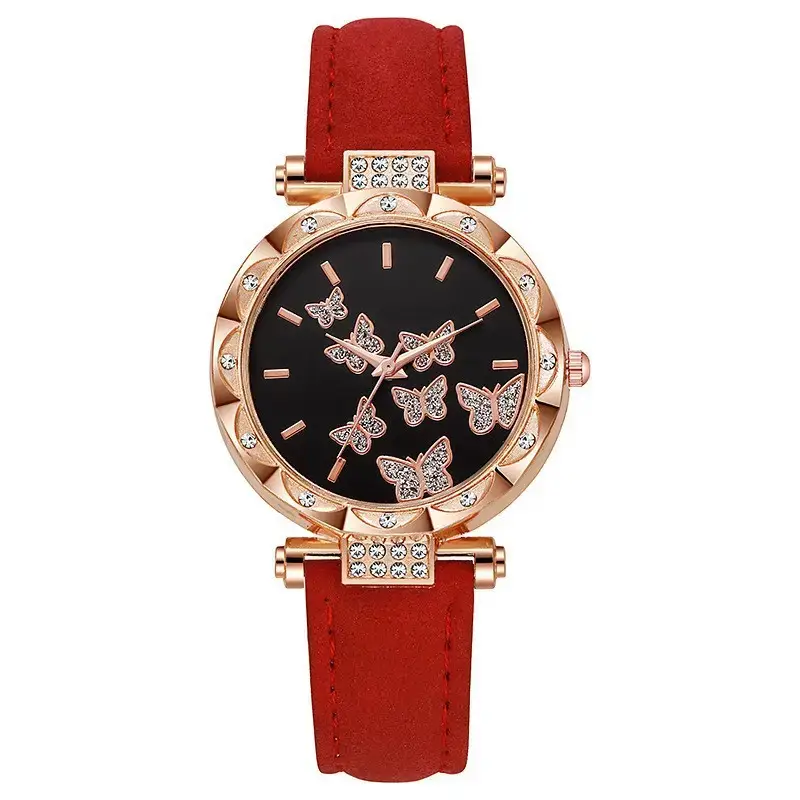 Women Butterfly Watch Red Strap Quartz Watch - Image 3
