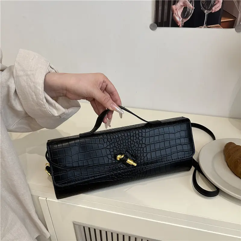 White Diagonal Lock Crossbody Bag for Women - Image 8