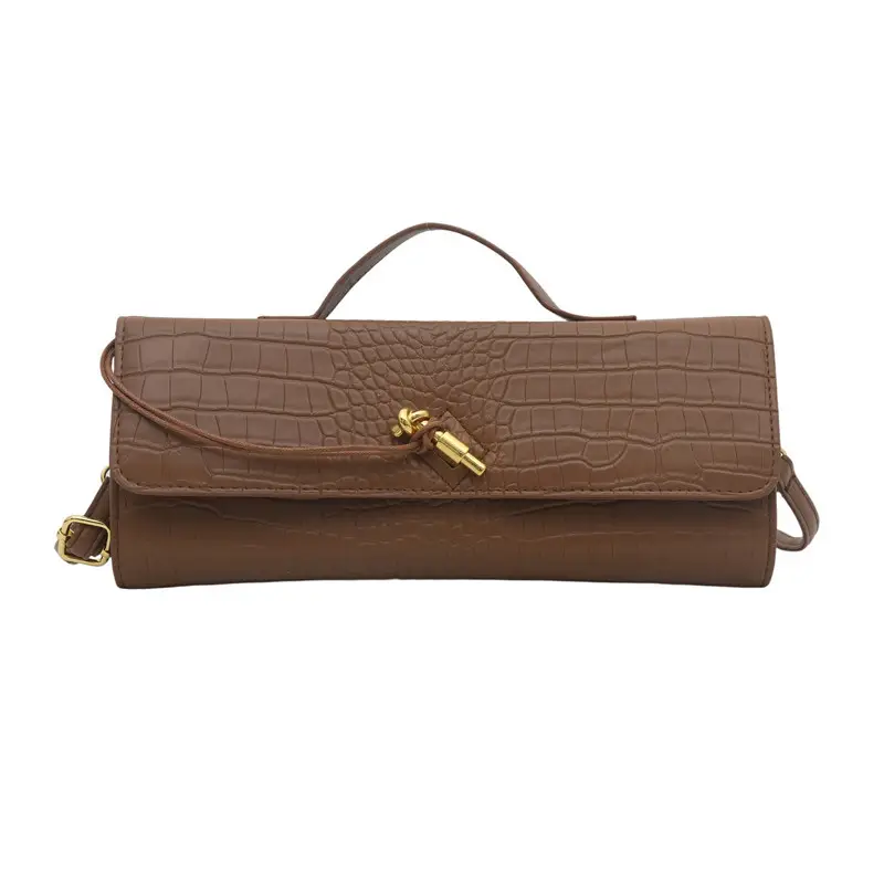 White Diagonal Lock Crossbody Bag for Women - Image 9