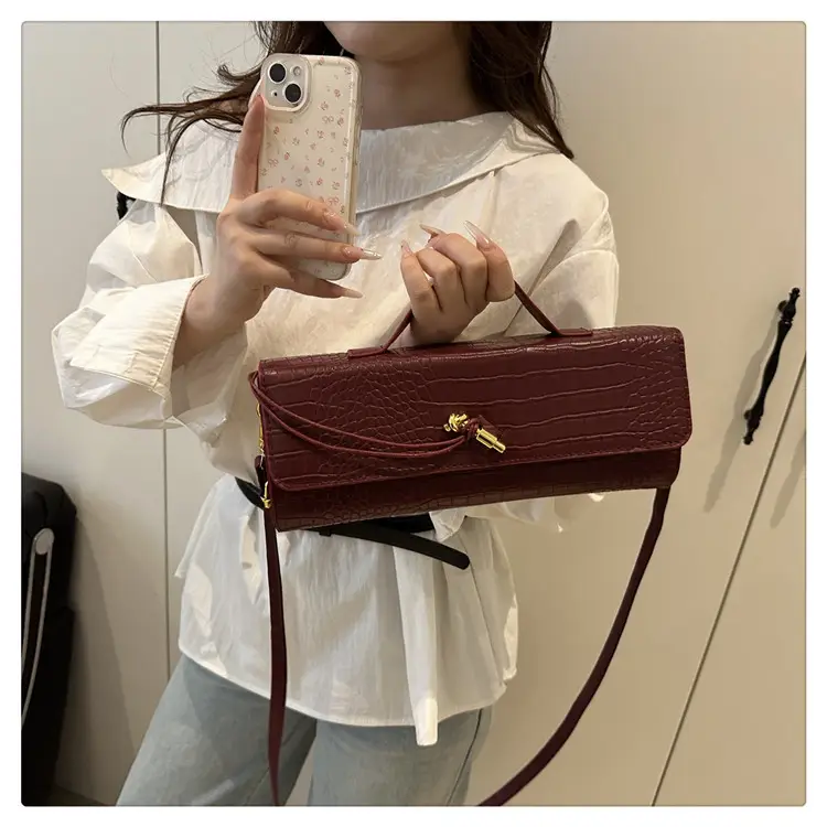 White Diagonal Lock Crossbody Bag for Women — feature 14