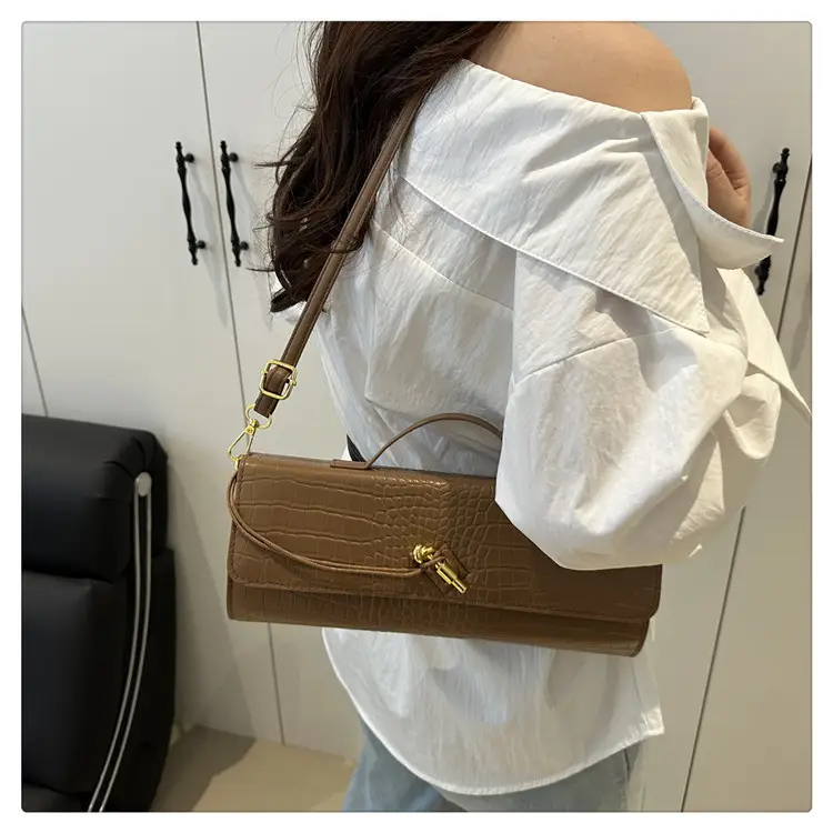 White Diagonal Lock Crossbody Bag for Women — feature 19