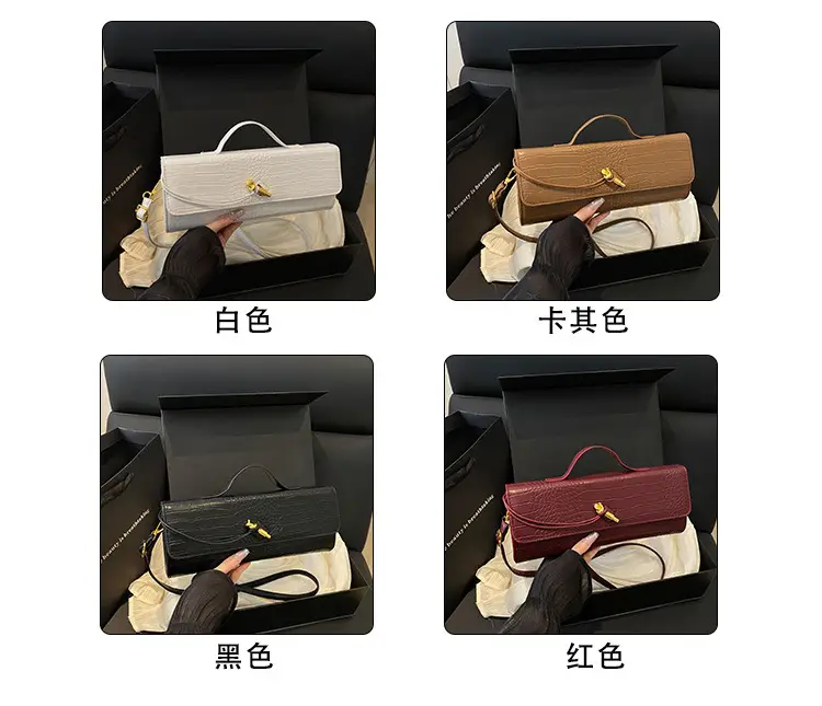 White Diagonal Lock Crossbody Bag for Women — feature 2